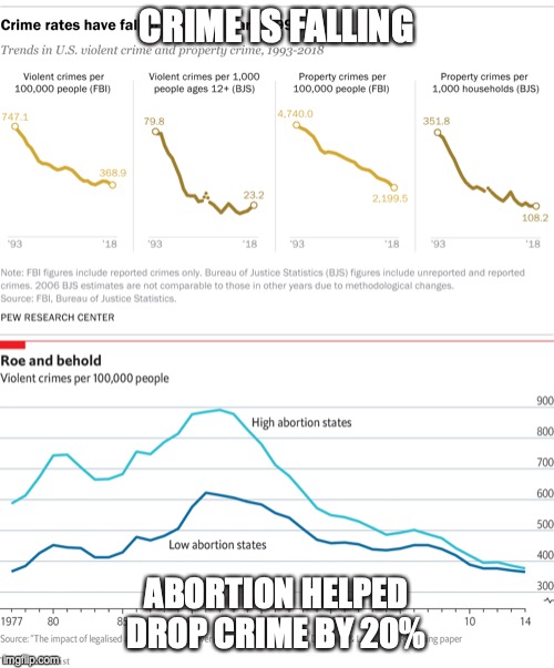CRIME IS FALLING ABORTION HELPED DROP CRIME BY 20% | made w/ Imgflip meme maker