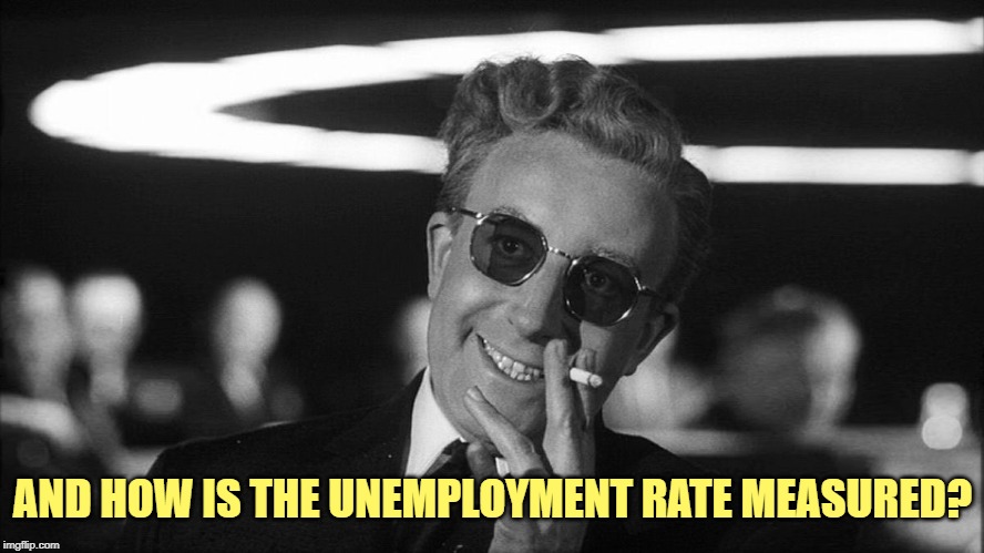 Doctor Strangelove says... | AND HOW IS THE UNEMPLOYMENT RATE MEASURED? | image tagged in doctor strangelove says | made w/ Imgflip meme maker