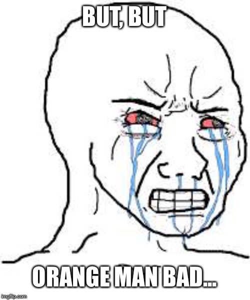 Wojak  | BUT, BUT ORANGE MAN BAD... | image tagged in wojak | made w/ Imgflip meme maker