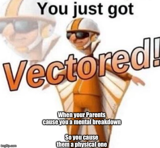 You just got vectored | When your Parents cause you a mental breakdown; So you cause them a physical one | image tagged in you just got vectored | made w/ Imgflip meme maker