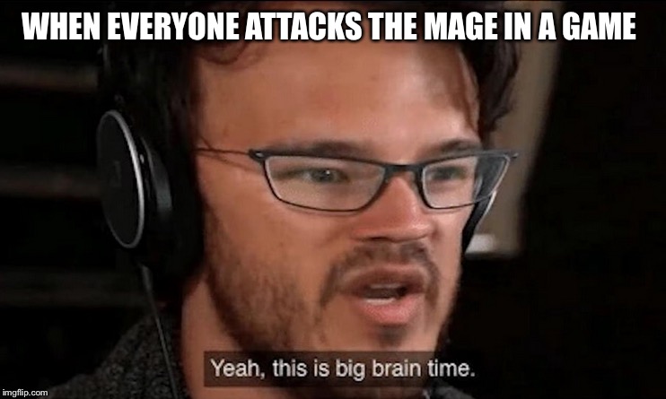 Big Brain Time | WHEN EVERYONE ATTACKS THE MAGE IN A GAME | image tagged in big brain time | made w/ Imgflip meme maker