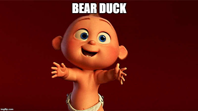 baby hug | BEAR DUCK | image tagged in baby hug | made w/ Imgflip meme maker