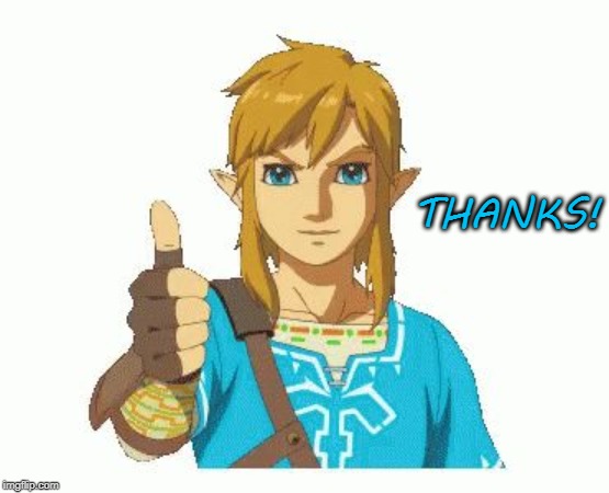 Link Thumbs Up | THANKS! | image tagged in link thumbs up | made w/ Imgflip meme maker