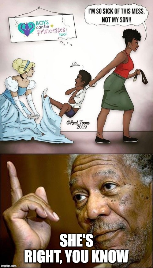 let boys be boys and let girls be girls! | SHE'S RIGHT, YOU KNOW | image tagged in this morgan freeman,memes | made w/ Imgflip meme maker