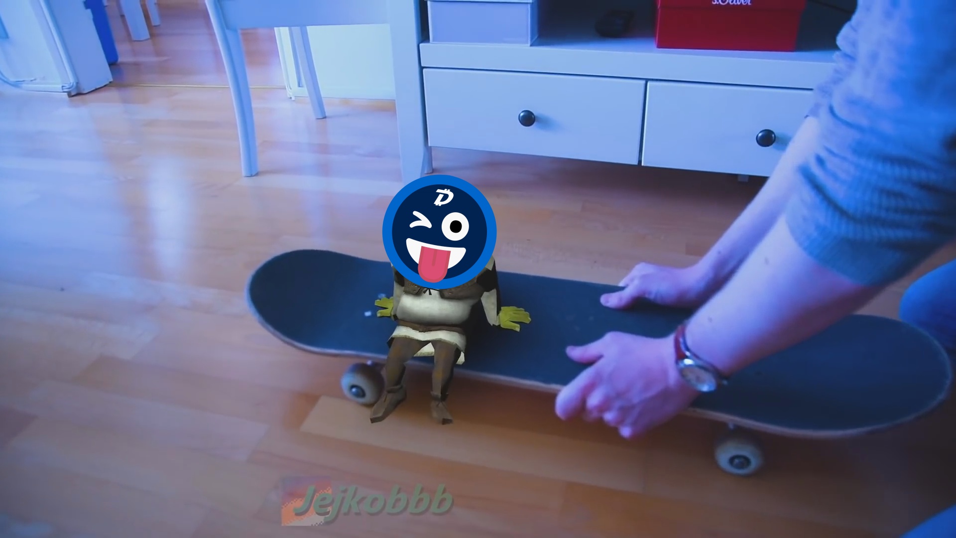 High Quality DigiByte Shrek On Skateboard Blank Meme Template