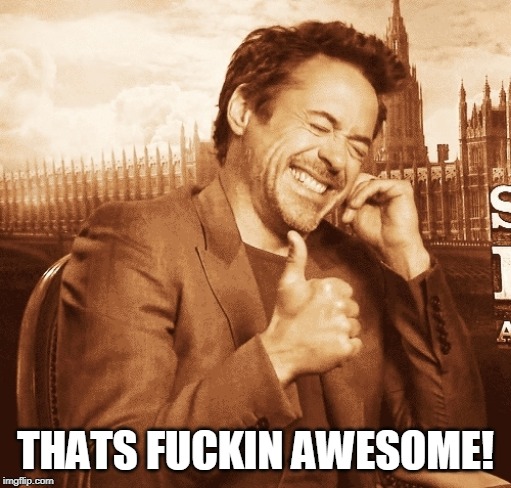 laughing | THATS F**KIN AWESOME! | image tagged in laughing | made w/ Imgflip meme maker