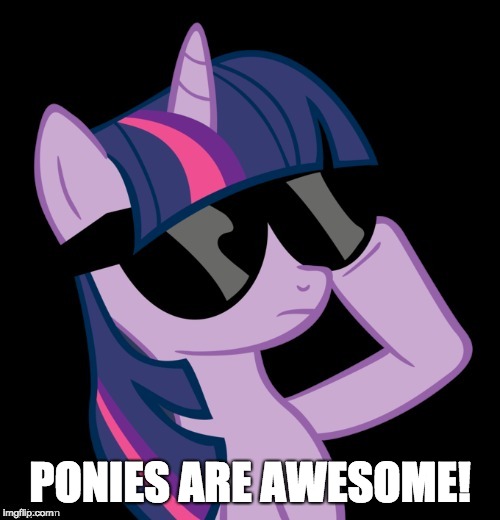 You know it's true! | PONIES ARE AWESOME! | image tagged in twilight with shades,memes,ponies | made w/ Imgflip meme maker