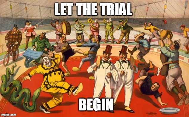The senate starts the greatest show trial of the century. | LET THE TRIAL; BEGIN | image tagged in circus | made w/ Imgflip meme maker