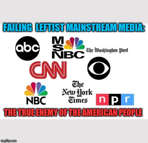 Thankfully now that less & less people believe their lies, their sick influence is collapsing | FAILING  LEFTIST MAINSTREAM MEDIA:; THE TRUE ENEMY OF THE AMERICAN PEOPLE | image tagged in mainstream media | made w/ Imgflip meme maker