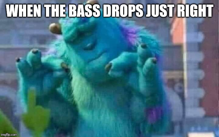 Beats in the club | WHEN THE BASS DROPS JUST RIGHT | image tagged in sully shutdown,music,clubbing,my friends and i be like,drinking,disney | made w/ Imgflip meme maker