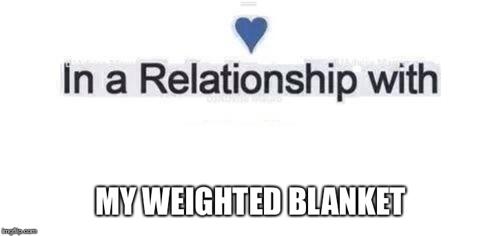 In a relationship | MY WEIGHTED BLANKET | image tagged in in a relationship | made w/ Imgflip meme maker