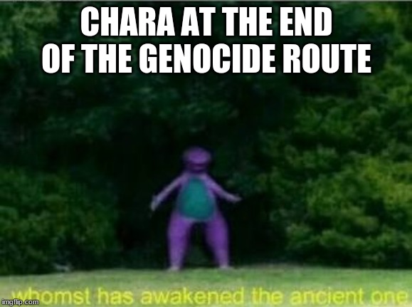 Whomst | CHARA AT THE END OF THE GENOCIDE ROUTE | image tagged in whomst has awakened the ancient one,undertale | made w/ Imgflip meme maker