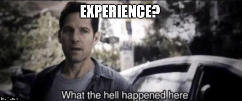 What the hell happened here | EXPERIENCE? | image tagged in what the hell happened here | made w/ Imgflip meme maker