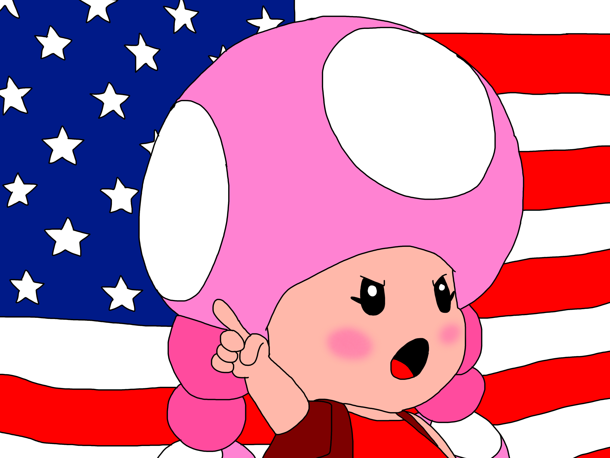 Toadette American Flag Blank Meme Template