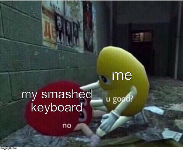 U Good No | me; my smashed keyboard | image tagged in u good no | made w/ Imgflip meme maker