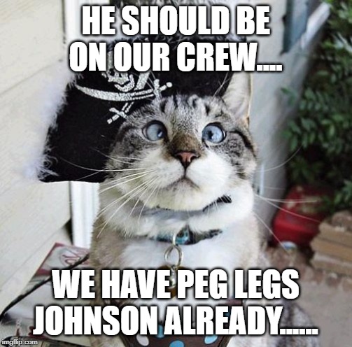 Spangles Meme | HE SHOULD BE ON OUR CREW.... WE HAVE PEG LEGS JOHNSON ALREADY...... | image tagged in memes,spangles | made w/ Imgflip meme maker