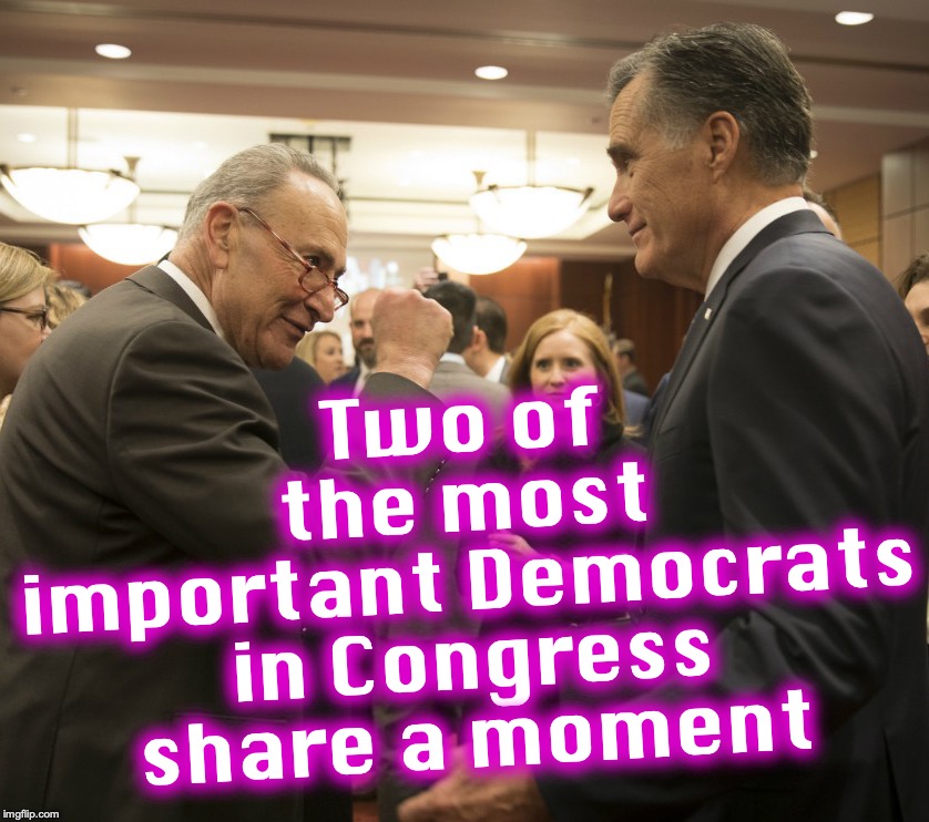 Two of the most important Democrats in Congress share a moment | image tagged in mitt romney,chuck schumer | made w/ Imgflip meme maker