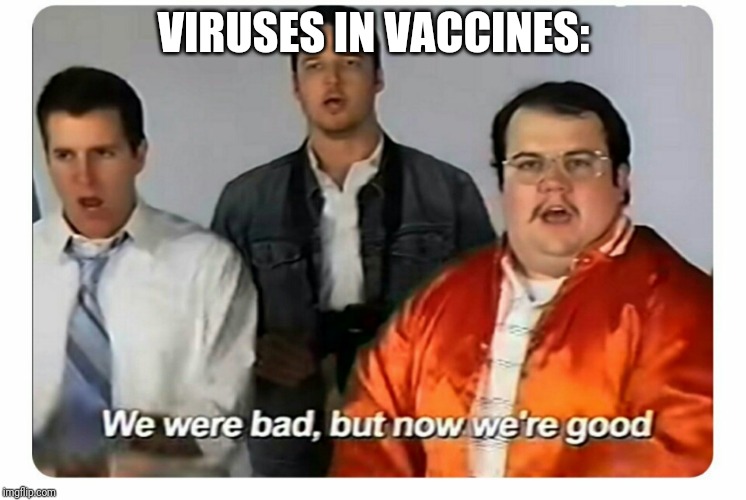 We were bad, but now we are good | VIRUSES IN VACCINES: | image tagged in we were bad but now we are good | made w/ Imgflip meme maker