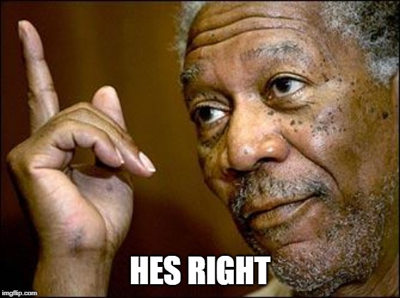 This Morgan Freeman | HES RIGHT | image tagged in this morgan freeman | made w/ Imgflip meme maker
