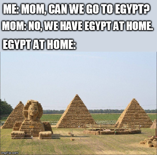 ME: MOM, CAN WE GO TO EGYPT? MOM: NO, WE HAVE EGYPT AT HOME. EGYPT AT HOME: | image tagged in egypt,egypt at home | made w/ Imgflip meme maker