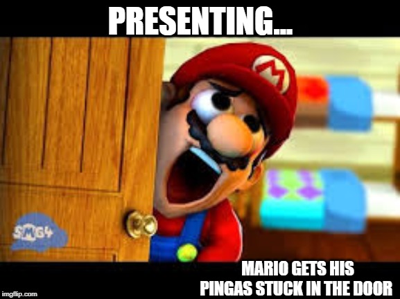 PRESENTING... MARIO GETS HIS PINGAS STUCK IN THE DOOR | made w/ Imgflip meme maker