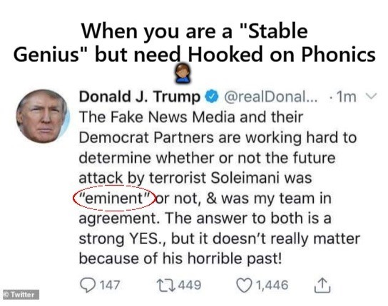 High Quality Donald Trump Stable Genius Hooked On Phonics Blank Meme Template