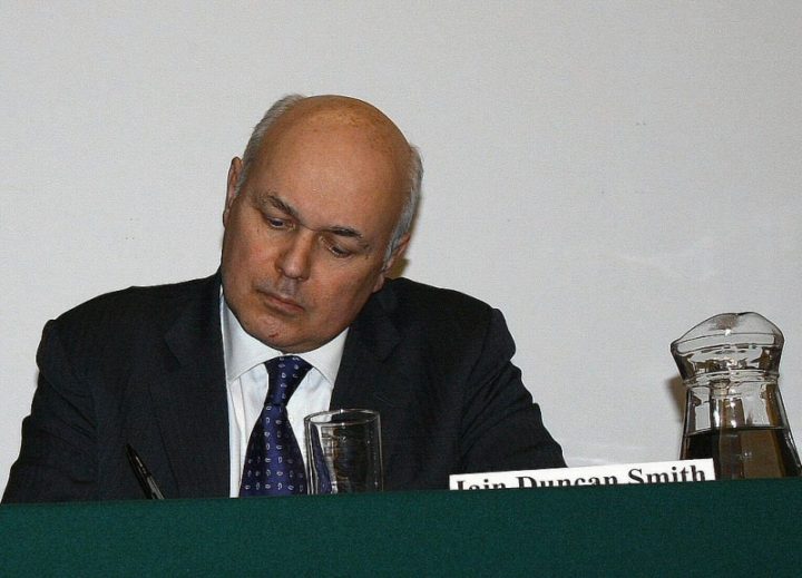 High Quality Iain Duncan Smith checks benefit claim Blank Meme Template