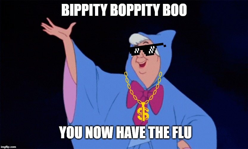 bippity boppity boo meme | BIPPITY BOPPITY BOO; YOU NOW HAVE THE FLU | image tagged in savage,boom | made w/ Imgflip meme maker