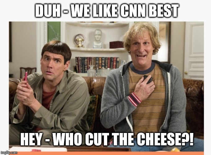 Don't be a Dumbass | DUH - WE LIKE CNN BEST; HEY - WHO CUT THE CHEESE?! | image tagged in dumb and dumber | made w/ Imgflip meme maker