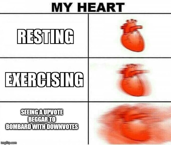 MY HEART | SEEING A UPVOTE BEGGAR TO BOMBARD WITH DOWNVOTES | image tagged in my heart | made w/ Imgflip meme maker