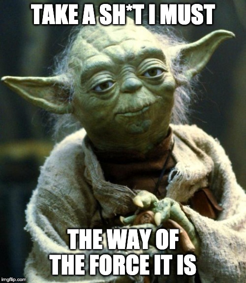 Star Wars Yoda Meme | TAKE A SH*T I MUST; THE WAY OF THE FORCE IT IS | image tagged in memes,star wars yoda | made w/ Imgflip meme maker