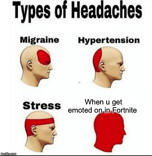 Types of Headaches meme | When u get emoted on in Fortnite | image tagged in types of headaches meme | made w/ Imgflip meme maker