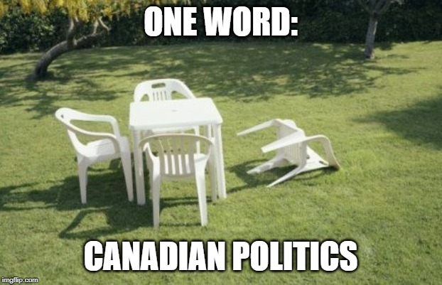 We Will Rebuild | ONE WORD:; CANADIAN POLITICS | image tagged in memes,we will rebuild | made w/ Imgflip meme maker