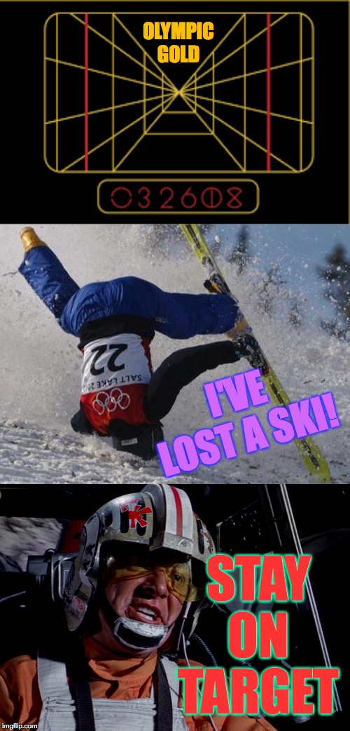 When the going gets tough, use your head  ( : | OLYMPIC
GOLD; I'VE LOST A SKI! STAY ON TARGET | image tagged in memes,life,stay on target | made w/ Imgflip meme maker