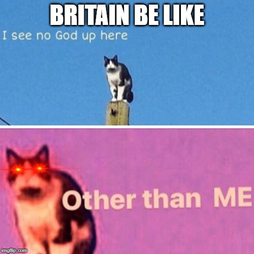Hail pole cat | BRITAIN BE LIKE | image tagged in hail pole cat | made w/ Imgflip meme maker