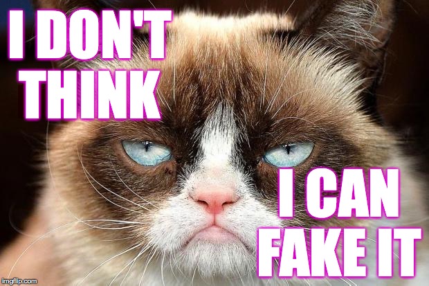 Grumpy Cat Not Amused Meme | I DON'T
THINK I CAN FAKE IT | image tagged in memes,grumpy cat not amused,grumpy cat | made w/ Imgflip meme maker