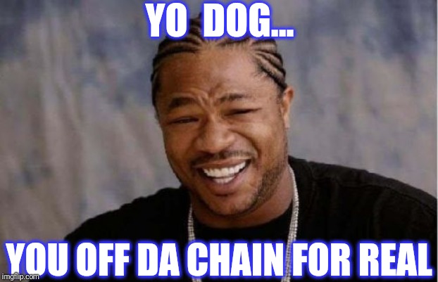 Yo Dawg Heard You Meme | YO  DOG... YOU OFF DA CHAIN FOR REAL | image tagged in memes,yo dawg heard you | made w/ Imgflip meme maker