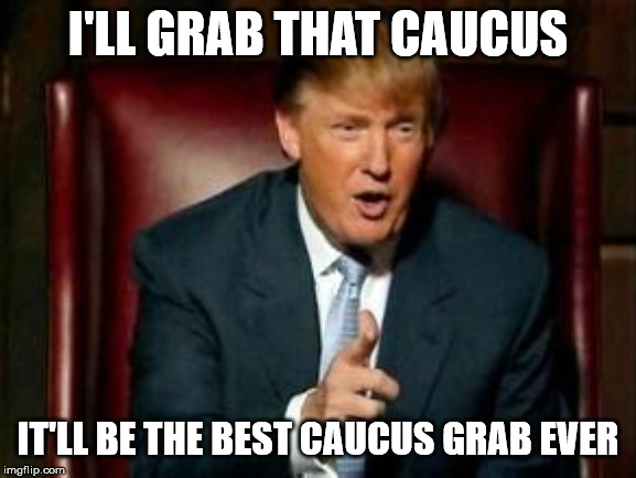 grab it! | I'LL GRAB THAT CAUCUS IT'LL BE THE BEST CAUCUS GRAB EVER | image tagged in donald trump,caucus | made w/ Imgflip meme maker