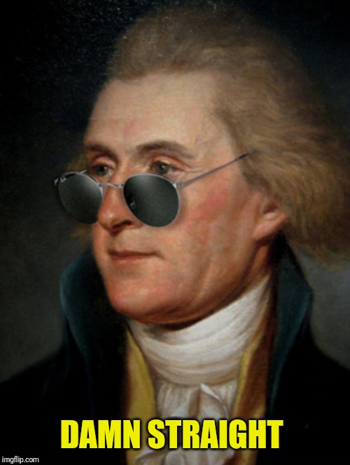 Thomas Jefferson | DAMN STRAIGHT | image tagged in thomas jefferson | made w/ Imgflip meme maker