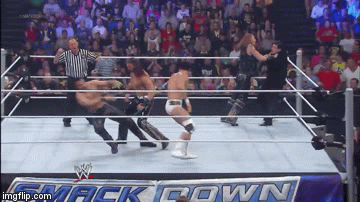 Fighting Back | image tagged in gifs,ricardo rodriguez,drew mcintyre,alberto del rio,jinder mahal,heath slater | made w/ Imgflip video-to-gif maker