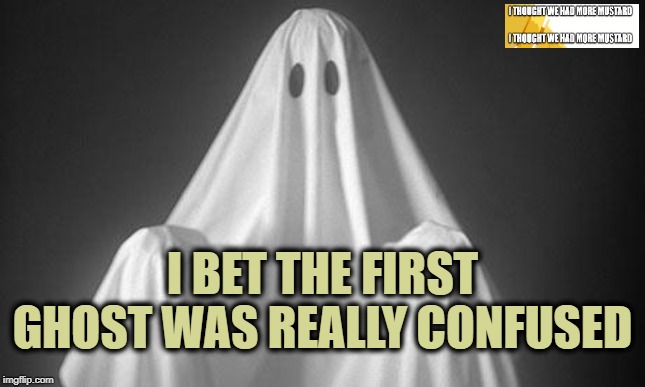 Confused Ghost | I BET THE FIRST GHOST WAS REALLY CONFUSED | image tagged in ghost | made w/ Imgflip meme maker