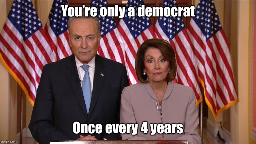 Chuck and Nancy | You’re only a democrat Once every 4 years | image tagged in chuck and nancy | made w/ Imgflip meme maker