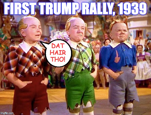 Munchkins | FIRST TRUMP RALLY, 1939 DAT HAIR THO! | image tagged in munchkins | made w/ Imgflip meme maker