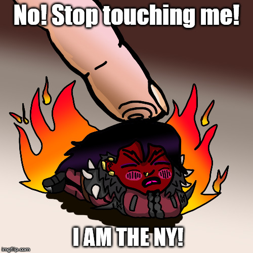 I AM THE NY! | No! Stop touching me! I AM THE NY! | image tagged in nyris | made w/ Imgflip meme maker