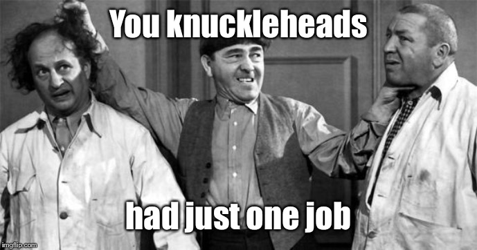 Three Stooges | You knuckleheads had just one job | image tagged in three stooges | made w/ Imgflip meme maker