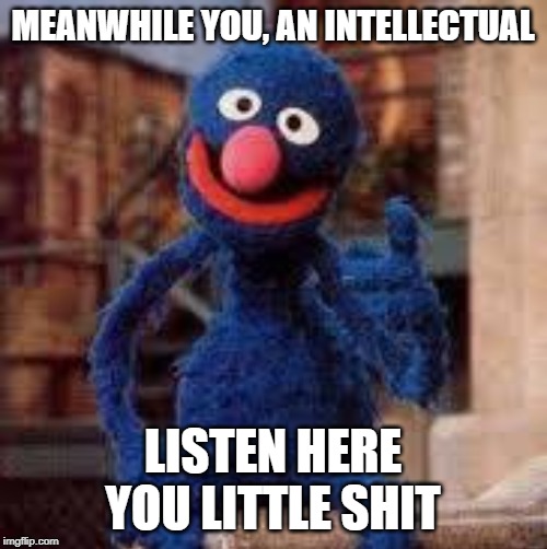 MEANWHILE YOU, AN INTELLECTUAL LISTEN HERE YOU LITTLE SHIT | made w/ Imgflip meme maker