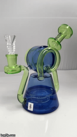 3mo5n5 8" Double Ram Glass Recycler Dab Rig