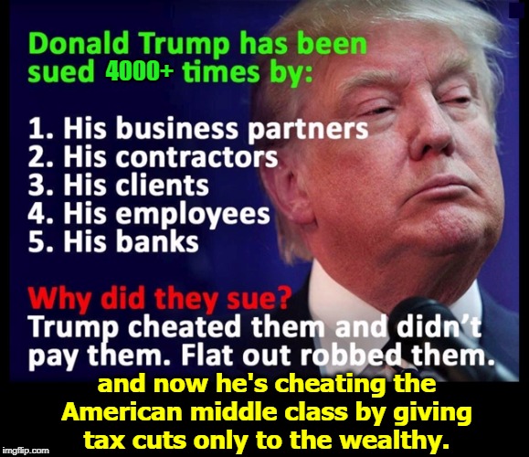 Winning isn't enough for him. The other guy has to lose. Guess which one you are. | 4000+; and now he's cheating the American middle class by giving tax cuts only to the wealthy. | image tagged in trump,deadbeat,cheat,robber,sick | made w/ Imgflip meme maker