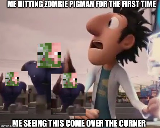 Officer Earl | ME HITTING ZOMBIE PIGMAN FOR THE FIRST TIME; ME SEEING THIS COME OVER THE CORNER | image tagged in officer earl | made w/ Imgflip meme maker