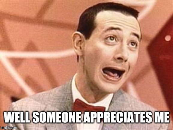 PeeWee | WELL SOMEONE APPRECIATES ME | image tagged in peewee | made w/ Imgflip meme maker